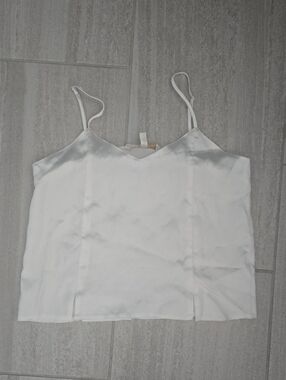 Vogue White Satin V-Neck Camisole Tank